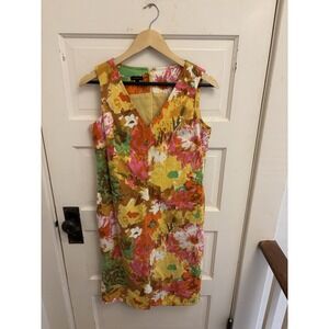 Talbots Women's Floral Sleeveless Shift Dress Multicolor Lined Cotton Size 4